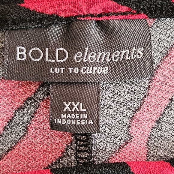 BOLD Elements Women's Cut TO Curve Red Zebra Blouse Size XXL - Picture 4 of 5